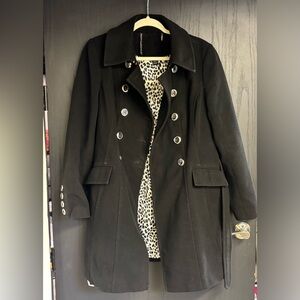 White House Black Market Black Pea Coat Women’s Large